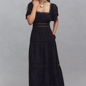 The Violetta Square-Neck Eyelet Midi Dress By Maeve